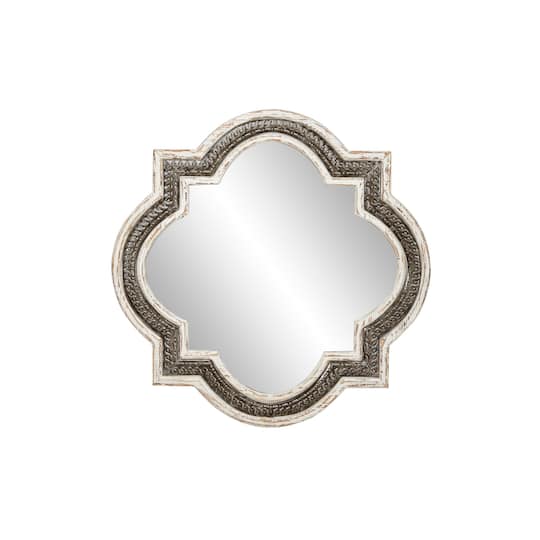 White Farmhouse Wood Wall Mirror, 30" x 30"